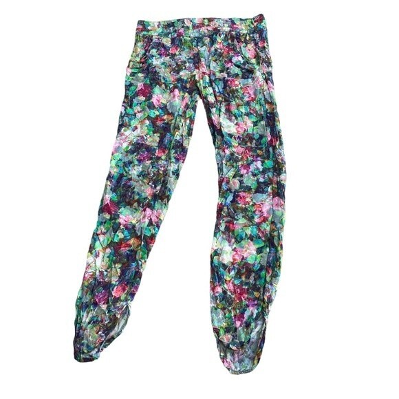 Anthropologie Sam & Lavi xs Floral Split‎ Hem Pant Bright Multicolor 100% Rayon - Picture 2 of 10